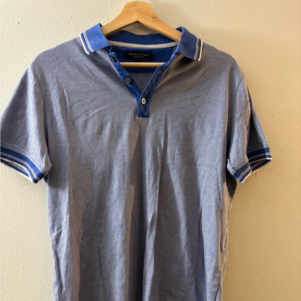 Banana Republic Light Blue Polo with Blue Accents